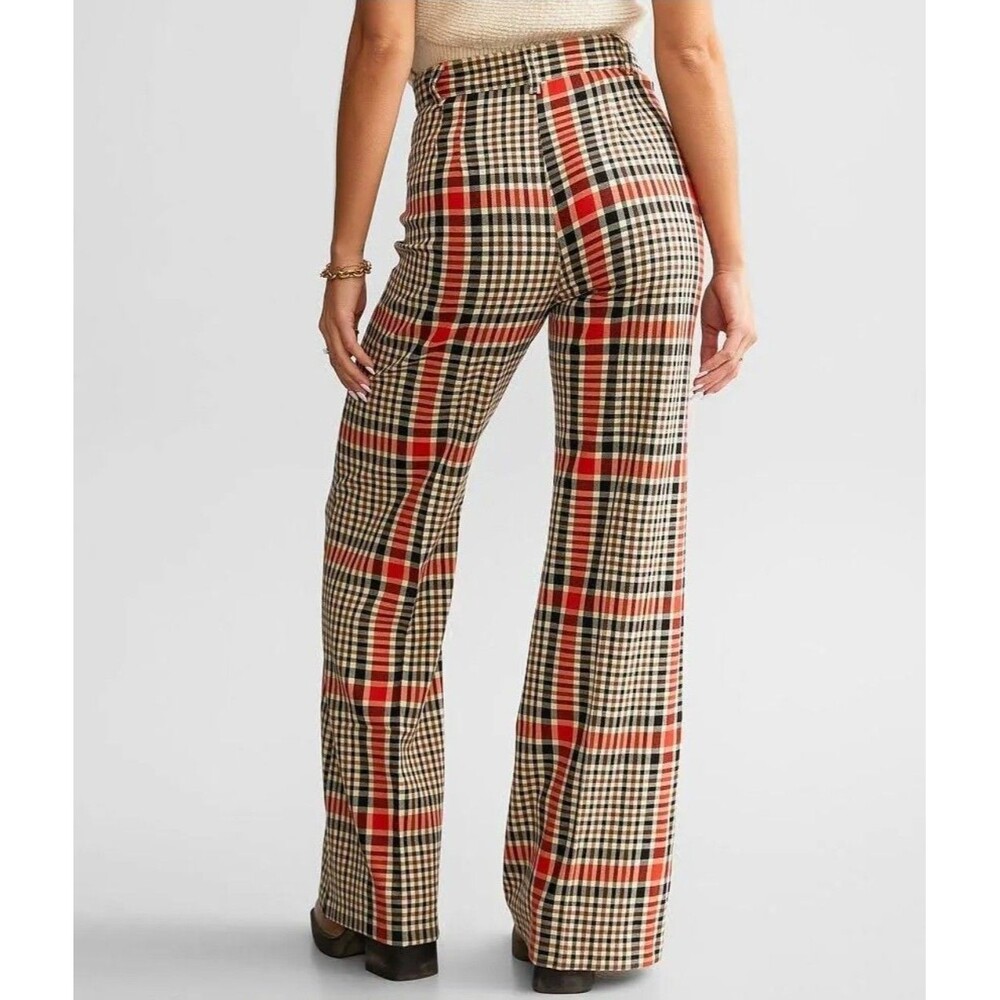 Free People Jules Plaid Pants 6 Flare Wide Leg High Rise Academia Preppy Clueles - Picture 3 of 10
